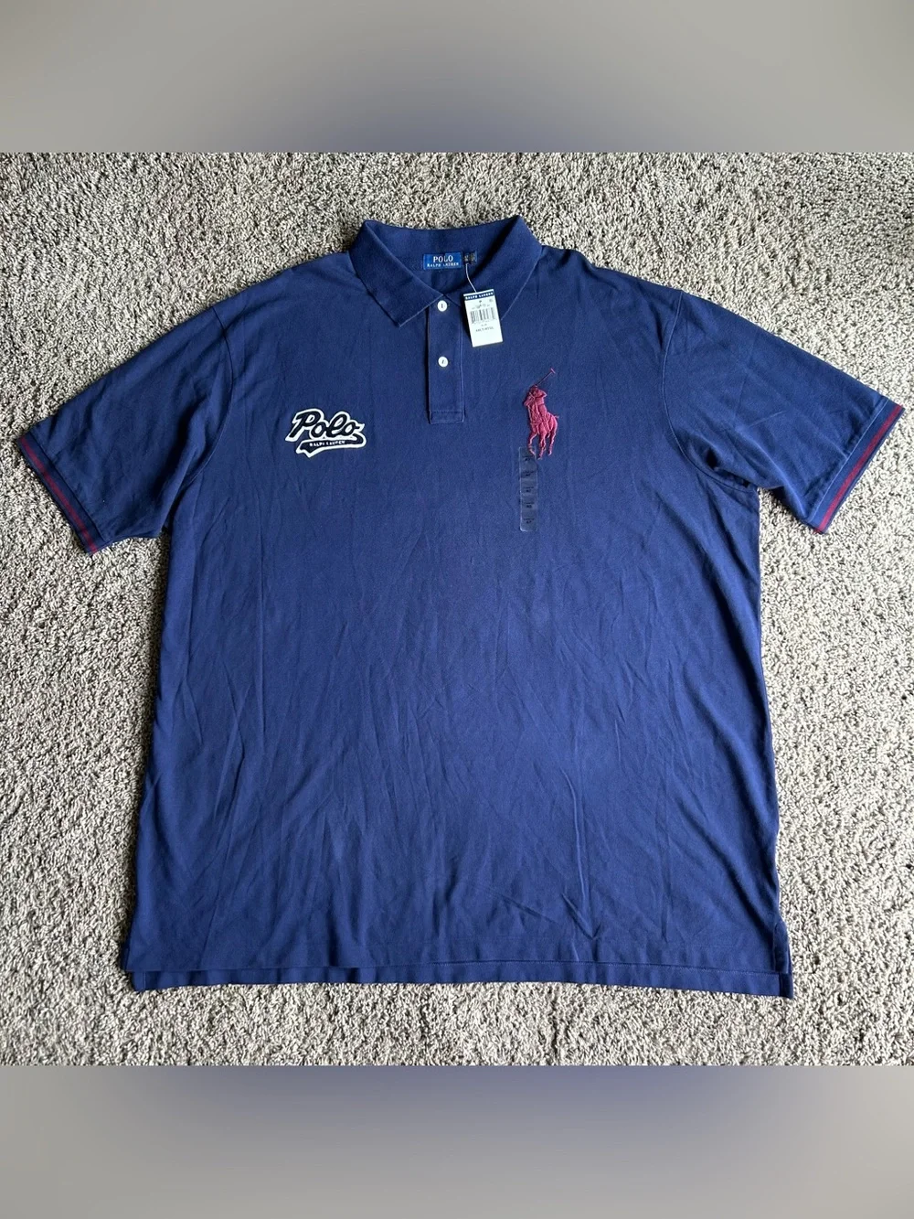 NWT Polo Ralph Lauren Shirt Mens 4XL TALL Blue Varsity Script Signature Big Pony